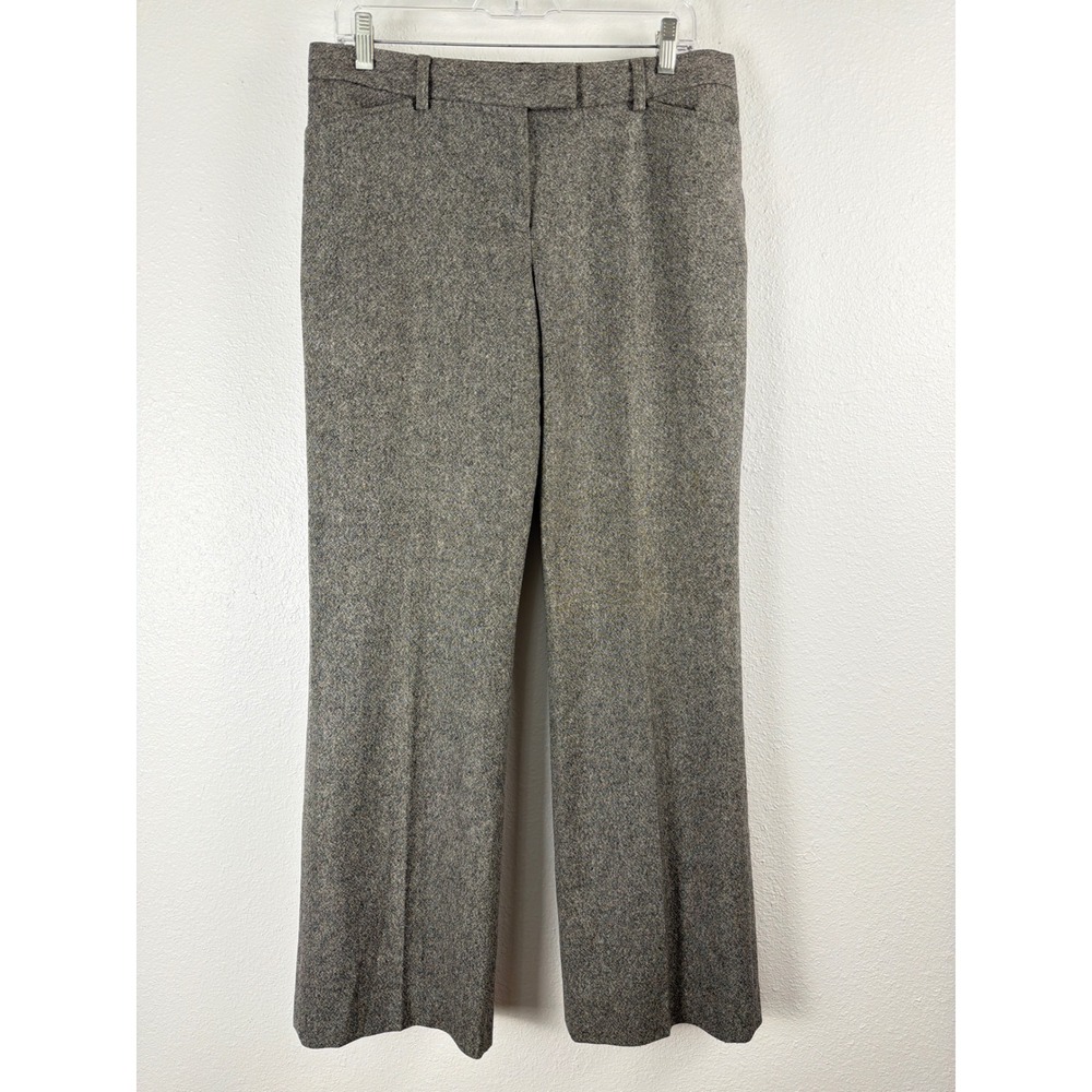 VTG J.Crew Womens Grey Brown Wool Blend Tweed Straight Leg Pants Trousers Sz 10